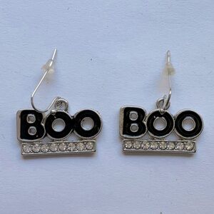 🟡Black & Silver Halloween Drop Earrings With Rhinestones